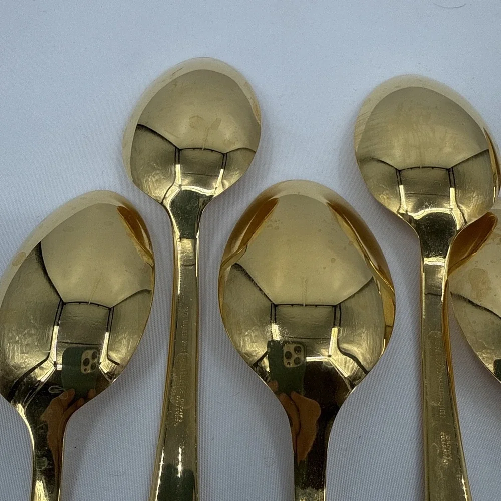 Solingen 18/10 23/24K Gold Plated Hartvergoldet Crown‎ Collection Spoons 7